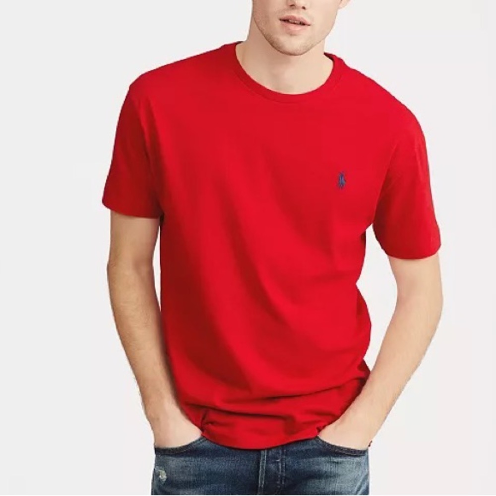 NWT Polo Ralph Lauren 🍒📕🎒🍎 Red Classic Fit Crew Neck T-Shirt Size Medium